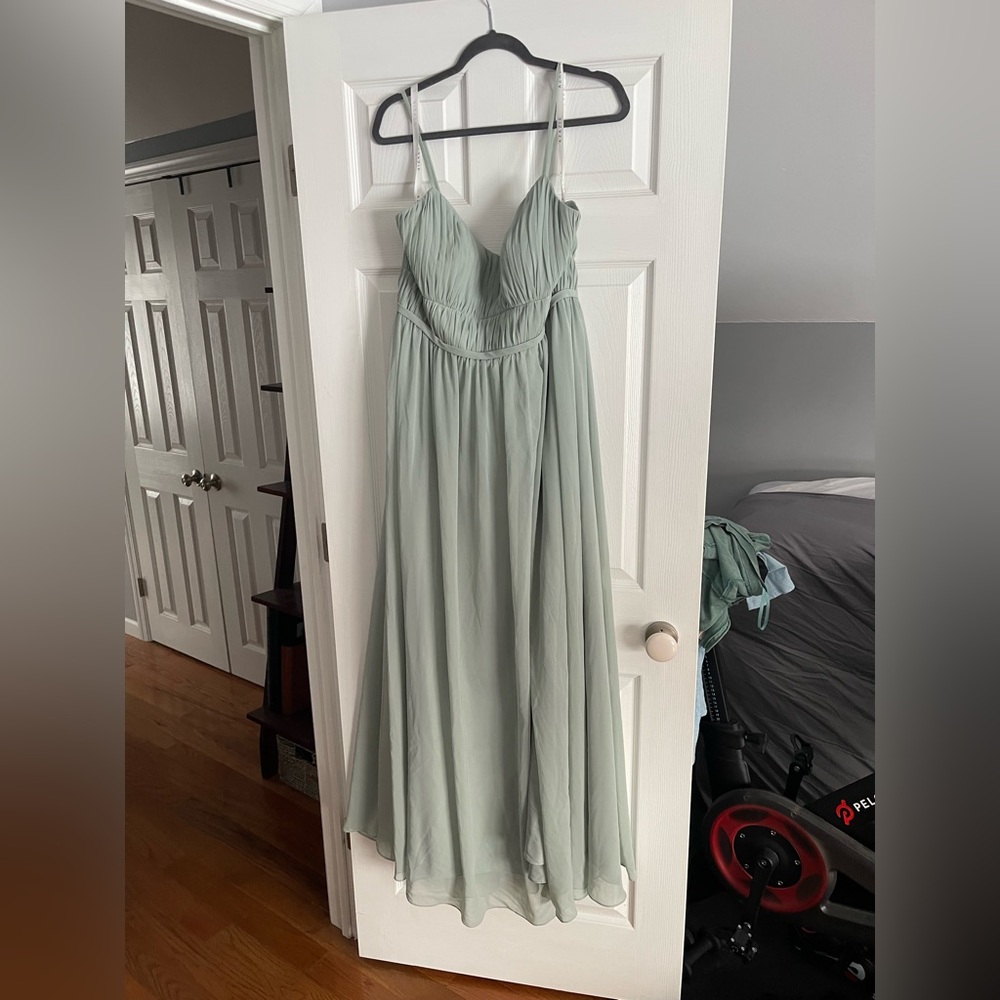 Azazie Sage Green Chiffon Maxi Dress
